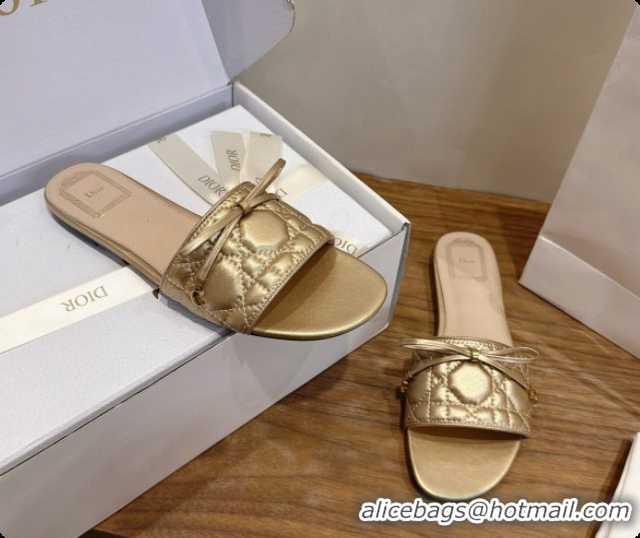 Big Discount Dior Cannage Slide in Black Quilted Cannage Lambskin 6091107 Gold 2026