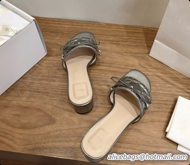 Sumptuous Dior Cannage Heeled Slide in Black Quilted Cannage Lambskin 3.5cm Heel Silver Grey 6091080 2026