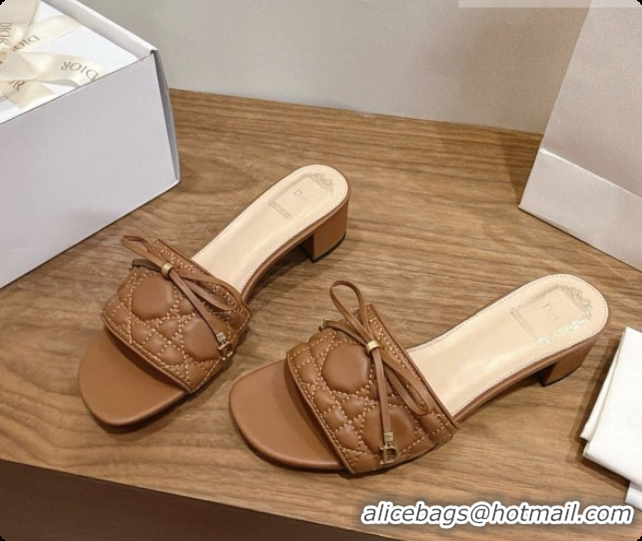 Design Dior Cannage Heeled Slide in Black Quilted Cannage Lambskin 3.5cm Heel Brown 6091109 2026