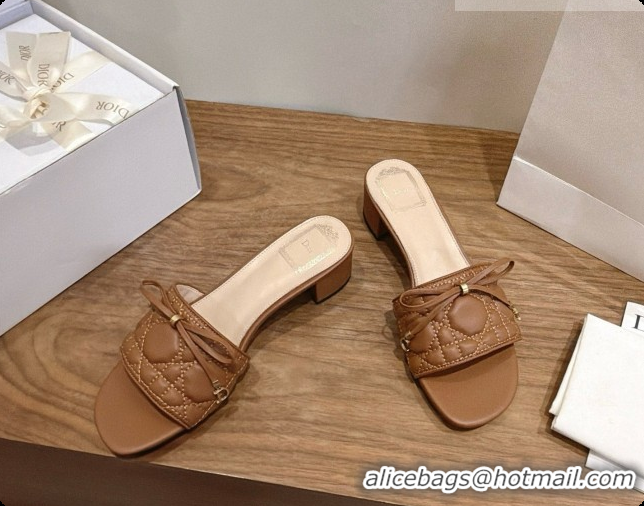 Design Dior Cannage Heeled Slide in Black Quilted Cannage Lambskin 3.5cm Heel Brown 6091109 2026