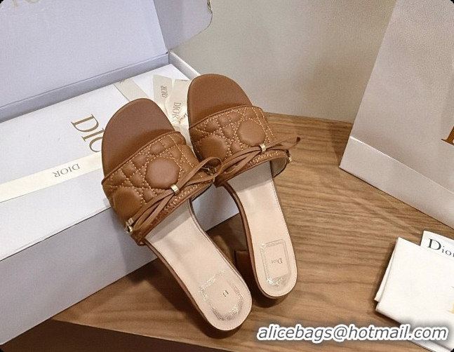 Design Dior Cannage Heeled Slide in Black Quilted Cannage Lambskin 3.5cm Heel Brown 6091109 2026