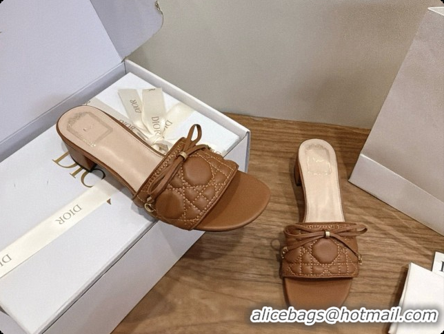 Design Dior Cannage Heeled Slide in Black Quilted Cannage Lambskin 3.5cm Heel Brown 6091109 2026