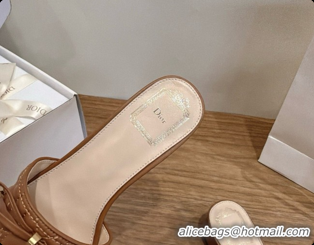 Design Dior Cannage Heeled Slide in Black Quilted Cannage Lambskin 3.5cm Heel Brown 6091109 2026