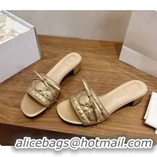 Classic Practical Dior Cannage Heeled Slide in Black Quilted Cannage Lambskin 3.5cm Heel Gold 6091110 2026