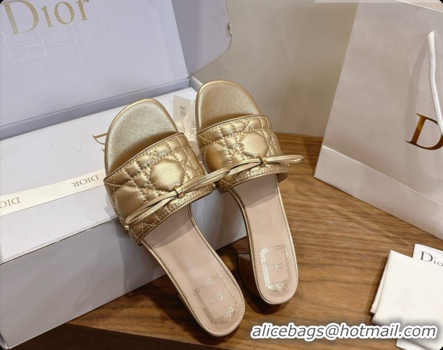 Classic Practical Dior Cannage Heeled Slide in Black Quilted Cannage Lambskin 3.5cm Heel Gold 6091110 2026