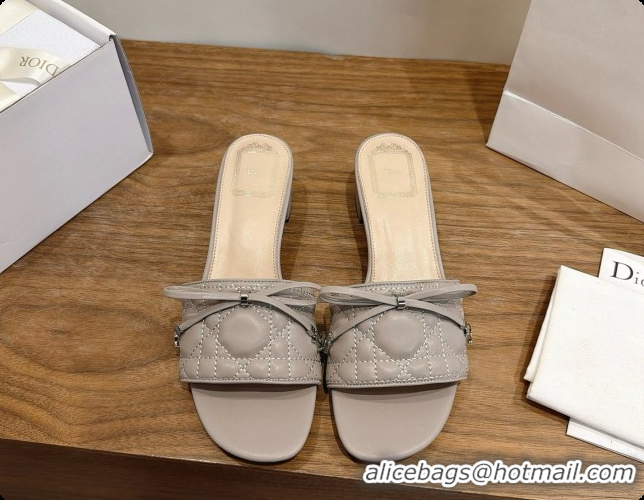Classic Dior Cannage Heeled Slide in Black Quilted Cannage Lambskin 3.5cm Heel Grey 6091112 2026