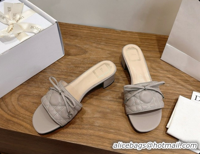 Classic Dior Cannage Heeled Slide in Black Quilted Cannage Lambskin 3.5cm Heel Grey 6091112 2026