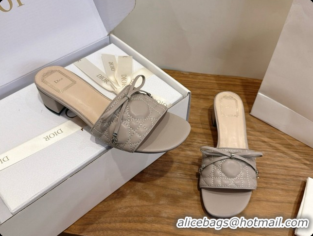 Classic Dior Cannage Heeled Slide in Black Quilted Cannage Lambskin 3.5cm Heel Grey 6091112 2026