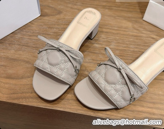 Classic Dior Cannage Heeled Slide in Black Quilted Cannage Lambskin 3.5cm Heel Grey 6091112 2026