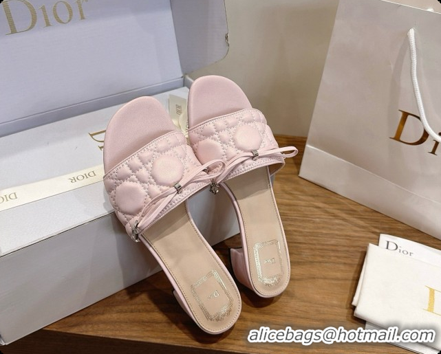 Popular Style Dior Cannage Heeled Slide in Black Quilted Cannage Lambskin 3.5cm Heel Light Pink 6091111 2026