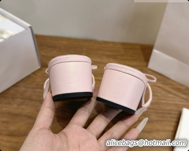 Popular Style Dior Cannage Heeled Slide in Black Quilted Cannage Lambskin 3.5cm Heel Light Pink 6091111 2026