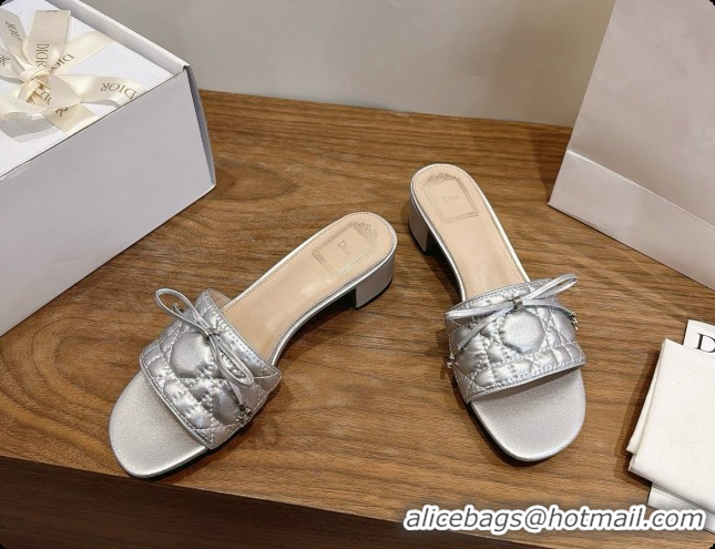 Low Price Dior Cannage Heeled Slide in Black Quilted Cannage Lambskin 3.5cm Heel Silver 6091114 2026