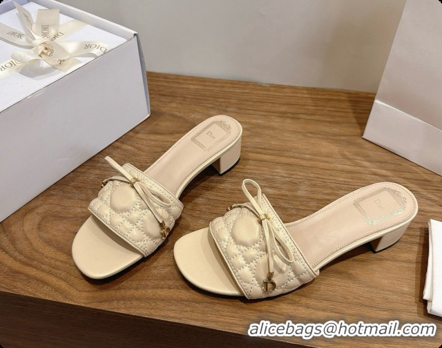 Custom Dior Cannage Heeled Slide in Black Quilted Cannage Lambskin 3.5cm Heel Beige 6091116 2026
