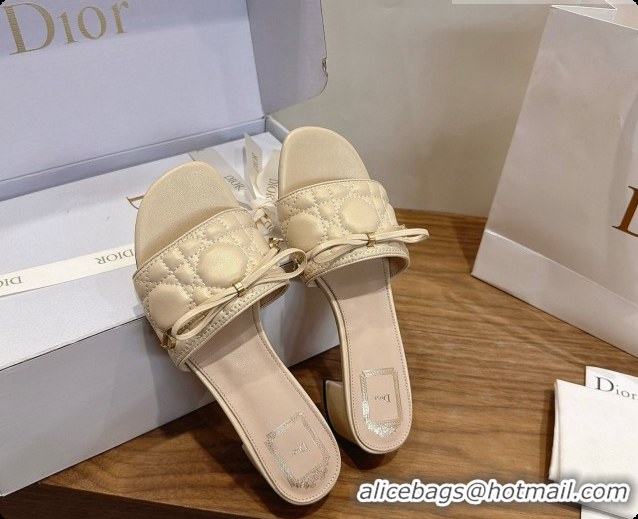 Custom Dior Cannage Heeled Slide in Black Quilted Cannage Lambskin 3.5cm Heel Beige 6091116 2026
