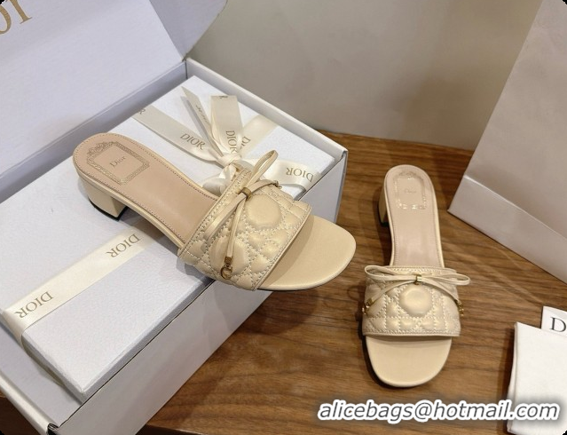 Custom Dior Cannage Heeled Slide in Black Quilted Cannage Lambskin 3.5cm Heel Beige 6091116 2026