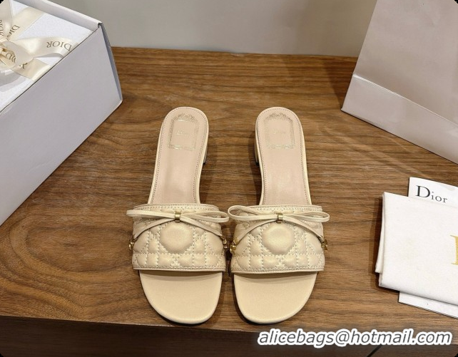 Custom Dior Cannage Heeled Slide in Black Quilted Cannage Lambskin 3.5cm Heel Beige 6091116 2026