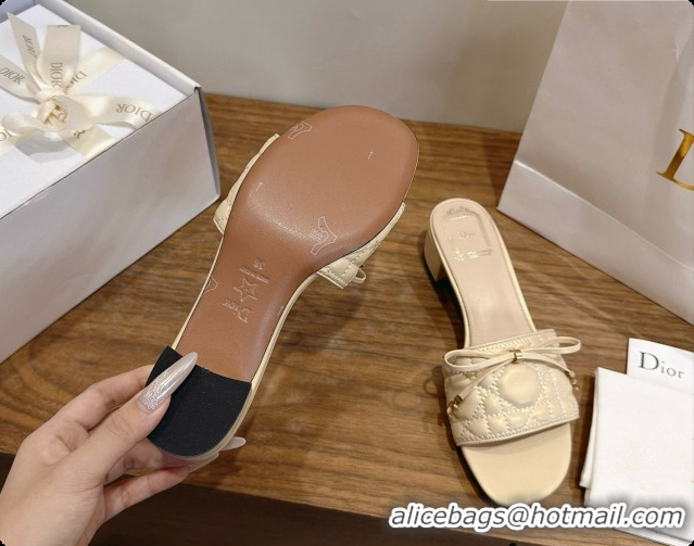 Custom Dior Cannage Heeled Slide in Black Quilted Cannage Lambskin 3.5cm Heel Beige 6091116 2026
