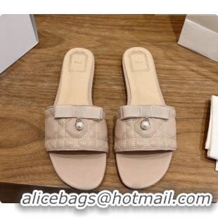 Buy New Cheap Dior Quilted Cannage Lambskin Slide with Pearl D091117 Beige 2026 