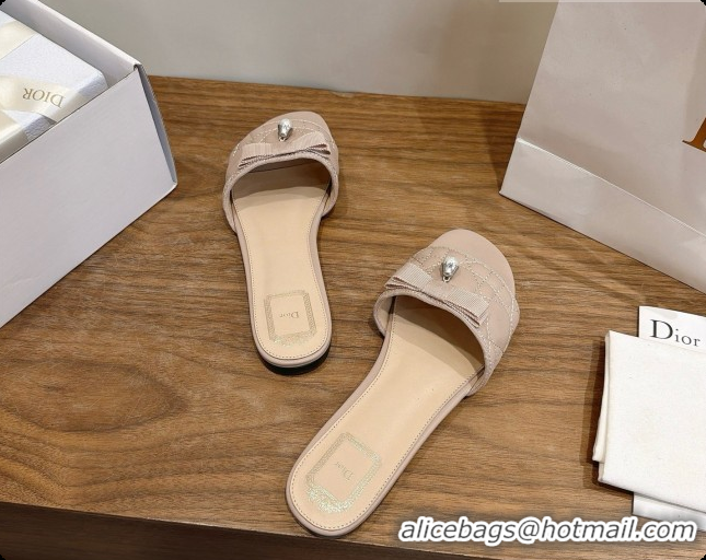Buy New Cheap Dior Quilted Cannage Lambskin Slide with Pearl D091117 Beige 2026 