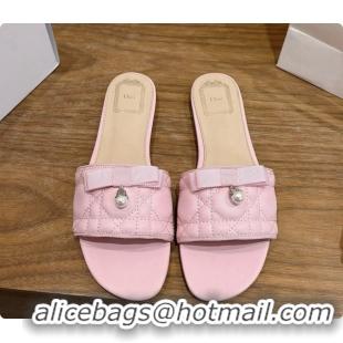 Discount Dior Quilted Cannage Lambskin Slide with Pearl D091120 Pink 2026