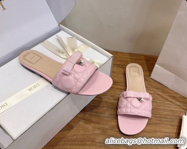 Discount Dior Quilted Cannage Lambskin Slide with Pearl D091120 Pink 2026