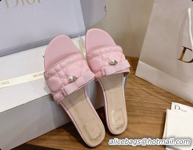 Discount Dior Quilted Cannage Lambskin Slide with Pearl D091120 Pink 2026