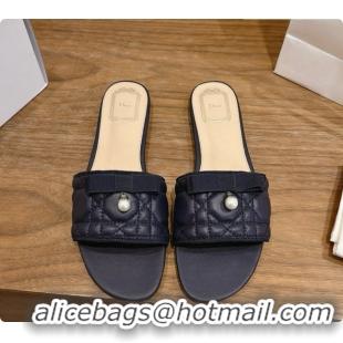 Top Quality Classic Specials Dior Quilted Cannage Lambskin Slide with Pearl D091123 Black 2026