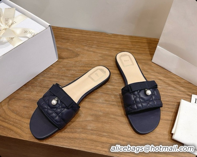 Top Quality Classic Specials Dior Quilted Cannage Lambskin Slide with Pearl D091123 Black 2026