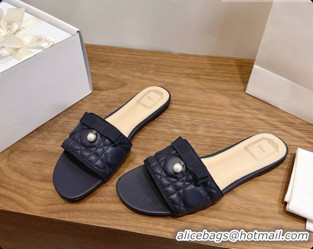 Top Quality Classic Specials Dior Quilted Cannage Lambskin Slide with Pearl D091123 Black 2026