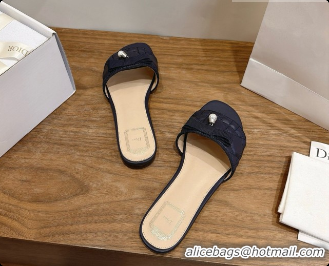 Top Quality Classic Specials Dior Quilted Cannage Lambskin Slide with Pearl D091123 Black 2026