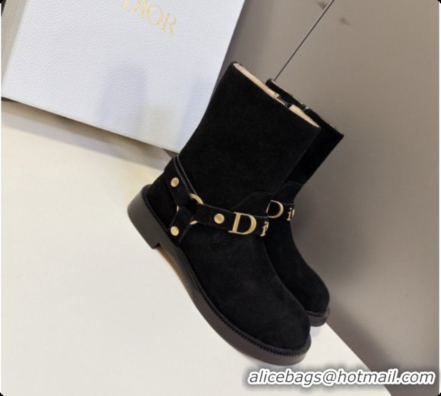 Super Quality Dior Bolt Ankle Boot in Suede Calfskin D091133 Black 2026