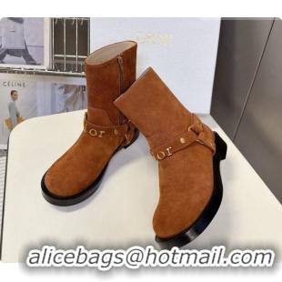 Perfect Dior Bolt Ankle Boot in Cognac Brown Suede Calfskin D091134 2026