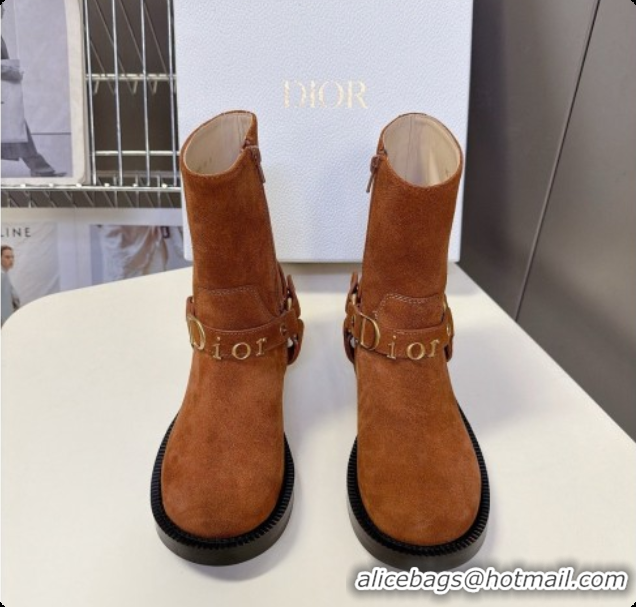 Perfect Dior Bolt Ankle Boot in Cognac Brown Suede Calfskin D091134 2026