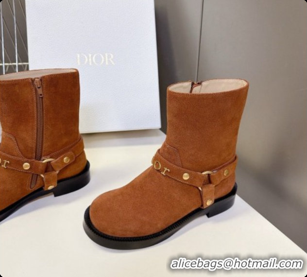 Perfect Dior Bolt Ankle Boot in Cognac Brown Suede Calfskin D091134 2026