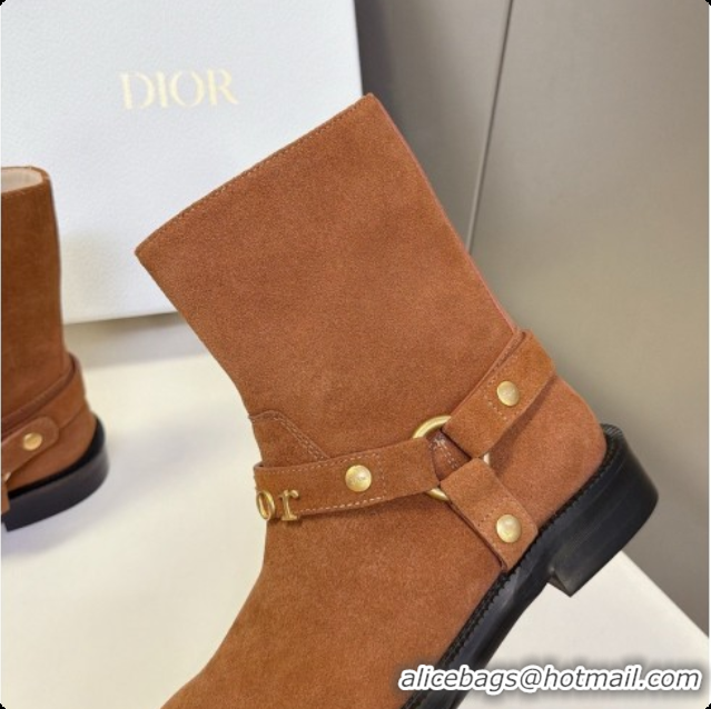 Perfect Dior Bolt Ankle Boot in Cognac Brown Suede Calfskin D091134 2026
