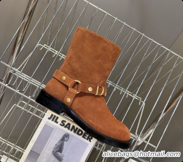 Perfect Dior Bolt Ankle Boot in Cognac Brown Suede Calfskin D091134 2026