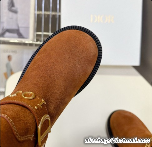 Perfect Dior Bolt Ankle Boot in Cognac Brown Suede Calfskin D091134 2026