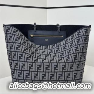 Best Price Fendi Large Roll Reversible shopper Tote Bag in FF jacquard and Denim 8661L Royal Blue 2026