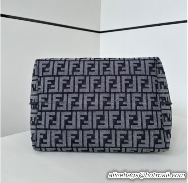 Best Price Fendi Large Roll Reversible shopper Tote Bag in FF jacquard and Denim 8661L Royal Blue 2026