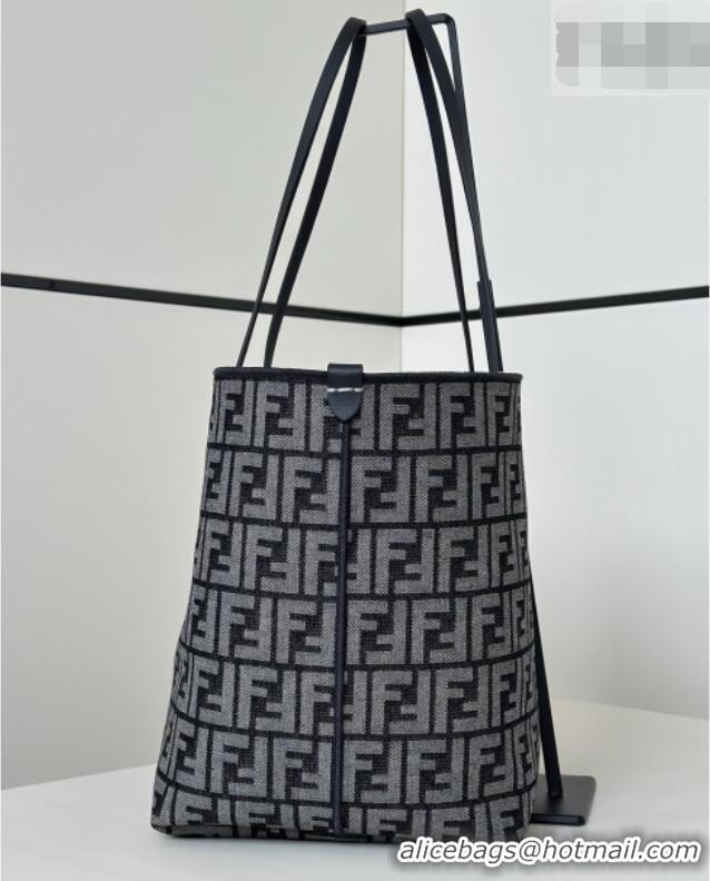 Best Price Fendi Large Roll Reversible shopper Tote Bag in FF jacquard and Denim 8661L Royal Blue 2026