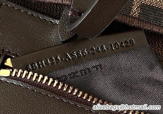 Market Sells Fendi Large Roll Reversible shopper Tote Bag in Tobacco brown FF jacquard and striped Pequin fabric 8661L 2