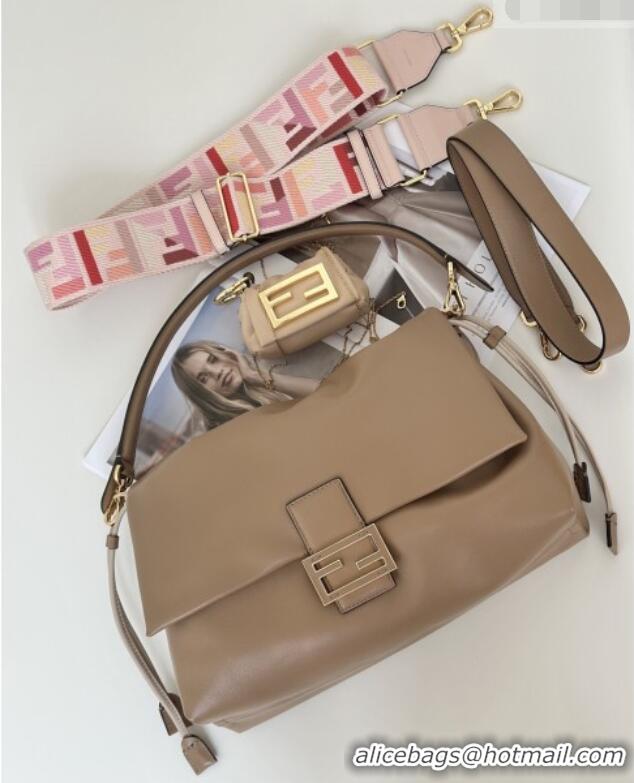 Best Discount Fendi Mamma Baguette Large Bag in Nappa Leather 8677L Pale Brown 2026