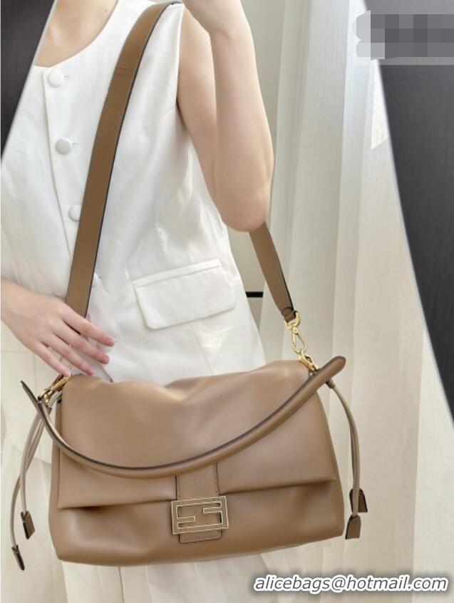 Best Discount Fendi Mamma Baguette Large Bag in Nappa Leather 8677L Pale Brown 2026