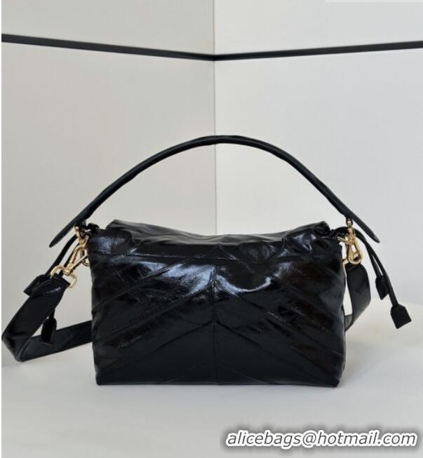 Big Discount Fendi Mamma Baguette Large Bag in Chevron Leather 8677L Black 2026