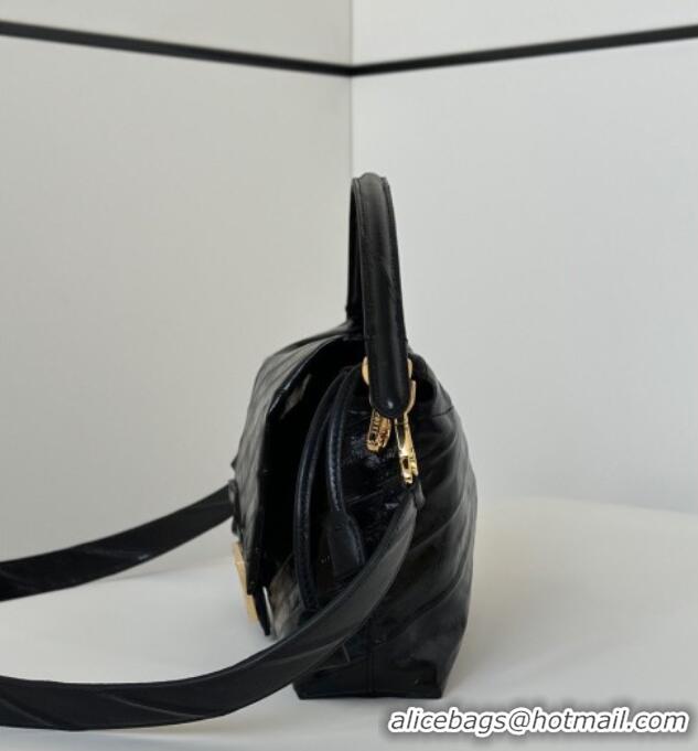 Big Discount Fendi Mamma Baguette Large Bag in Chevron Leather 8677L Black 2026