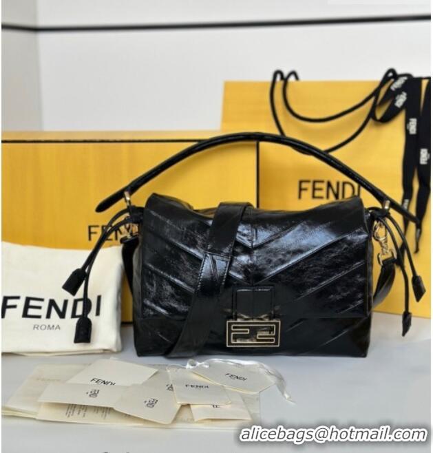 Big Discount Fendi Mamma Baguette Large Bag in Chevron Leather 8677L Black 2026