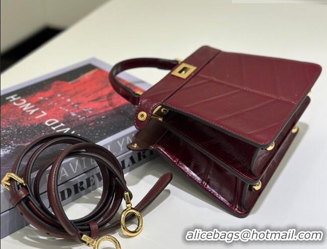 Good Product Fendi Peekaboo ISeeU Petite Bag in Shiny Chevron Eel Embossed Leather 8701 Burgundy 2026
