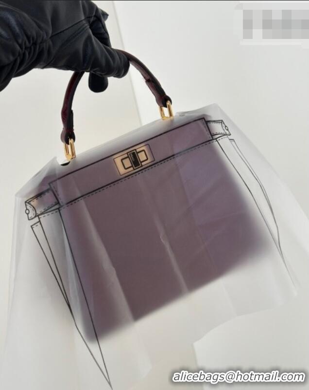 Good Product Fendi Peekaboo ISeeU Petite Bag in Shiny Chevron Eel Embossed Leather 8701 Burgundy 2026