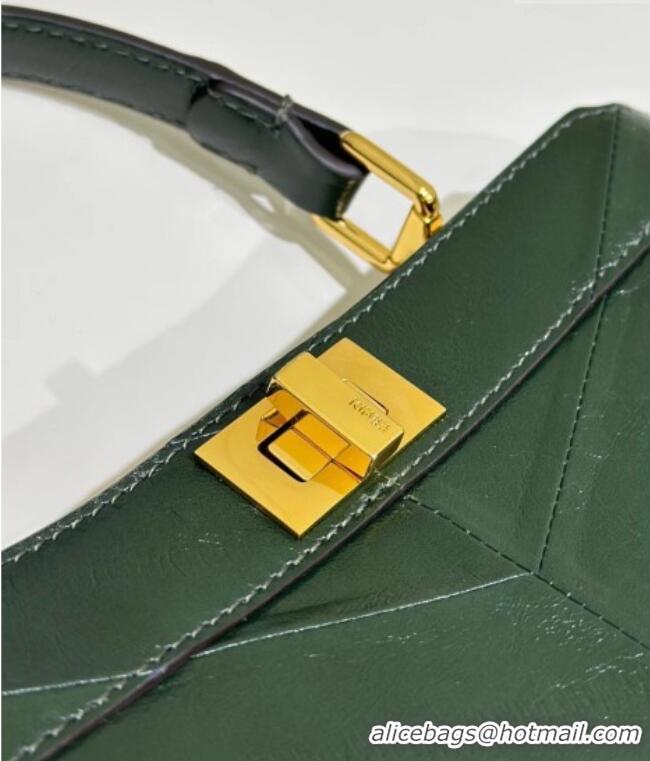 Well Crafted Fendi Peekaboo ISeeU Petite Bag in Shiny Chevron Eel Embossed Leather 8701 Green 2026