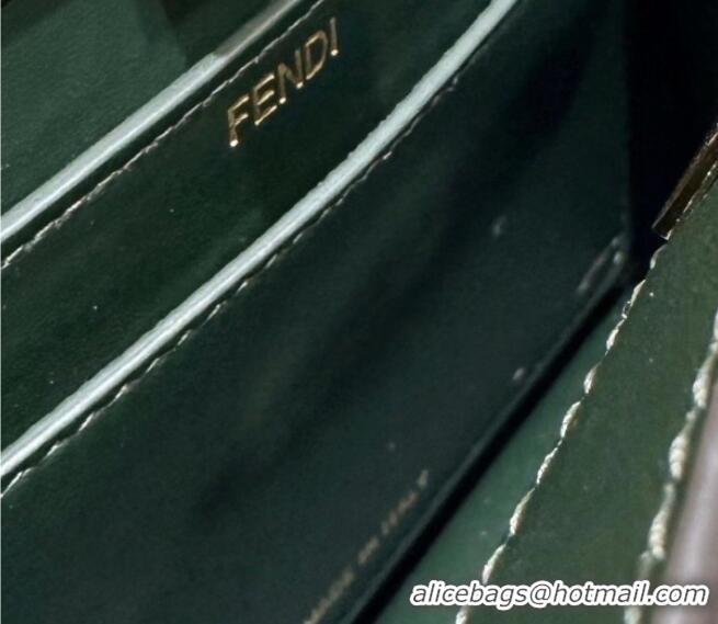 Well Crafted Fendi Peekaboo ISeeU Petite Bag in Shiny Chevron Eel Embossed Leather 8701 Green 2026